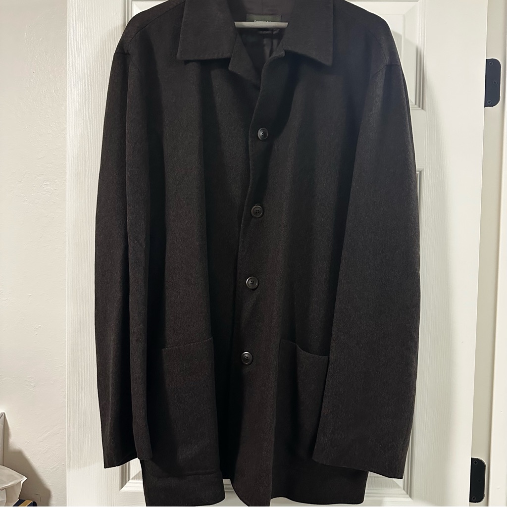 Ermenegildo Zegna Dark Brown & Black Cashmere Single Breasted Coat Size Xxxl 58